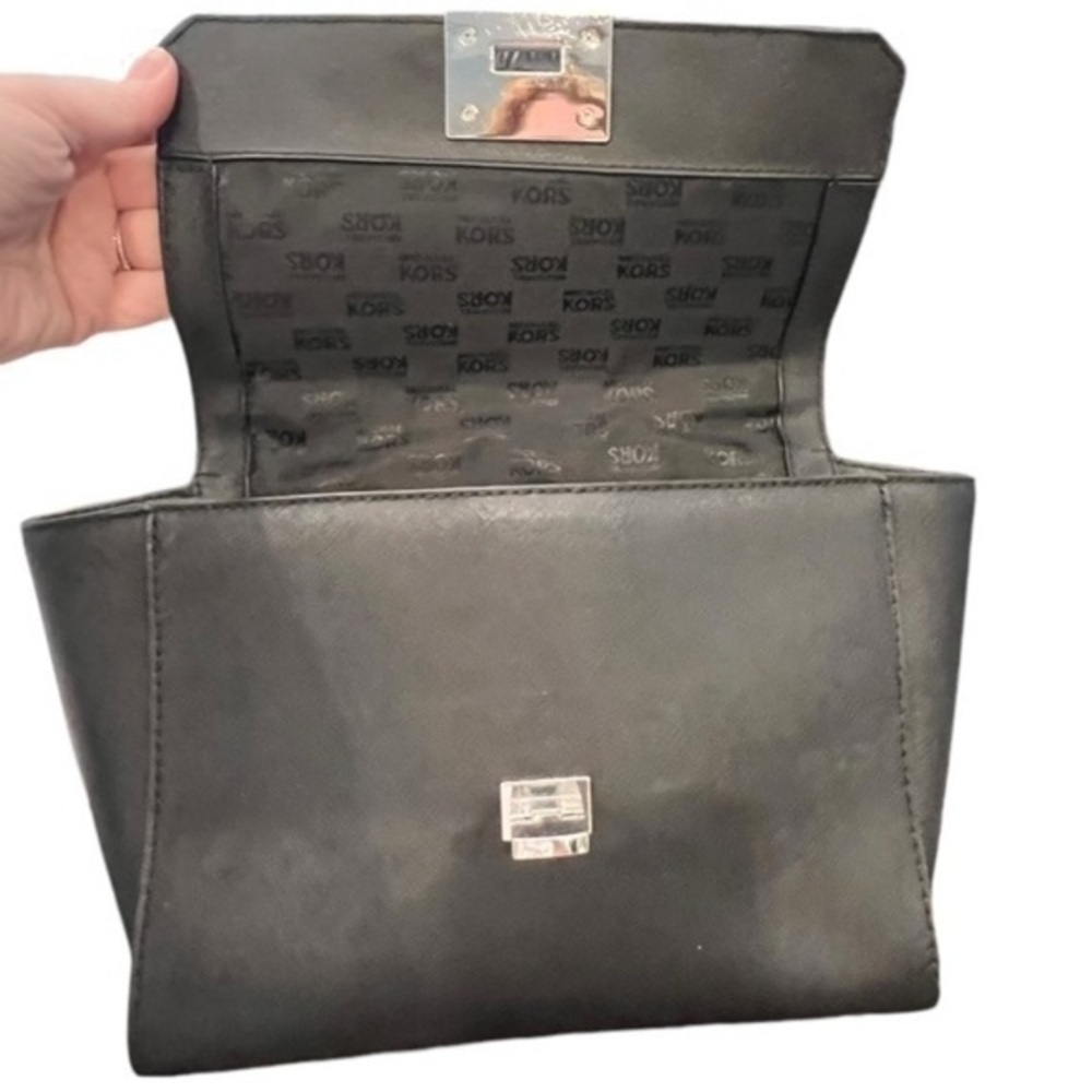 🎉SALE🎉 MICHAEL KORS Talia MK Satchel Black Saffiano Leather Top Handle Dustbag - Picture 7 of 12